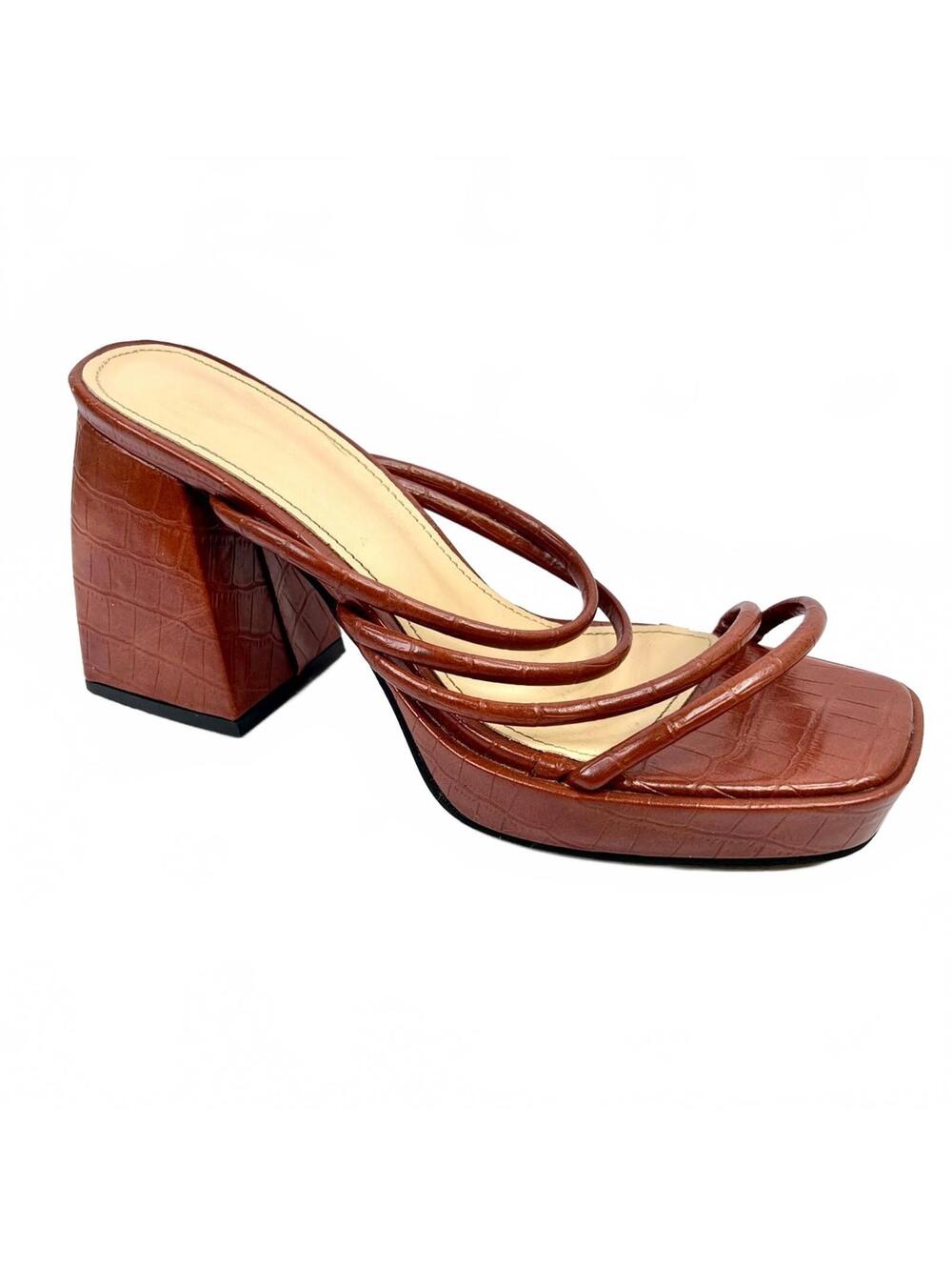 Shein Brown Size 9.5 (EU 40) Chunky Crocodile Pattern Platform Heels